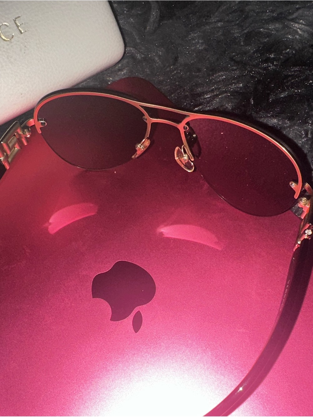 Versace Black Sunglasses Temple Arm with Gold Accent/ left arm needs tightening